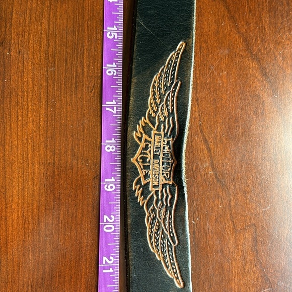 Motor Harley Davidson Cycle leather belt Owl brand sz 36 metal buckle leather - Picture 8 of 17